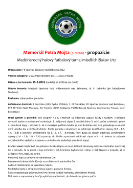 Memoriál Petra Mojta (3. ročník) - propozície