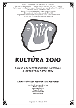 KULTÚRA 2010 - Regionálne kultúrne centrum v Prievidzi