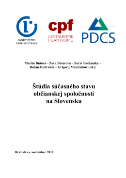 Štúdia súčasného stavu občianskej spoločnosti na Slovensku