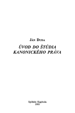 Ján DUDA, Úvod do štúdia kanonického práva, Ružomberok 2007