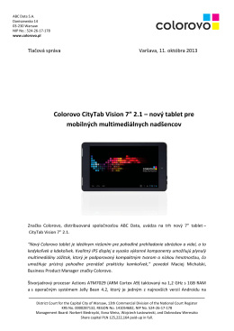 Colorovo CityTab Vision 7” 2.1 – nový tablet pre