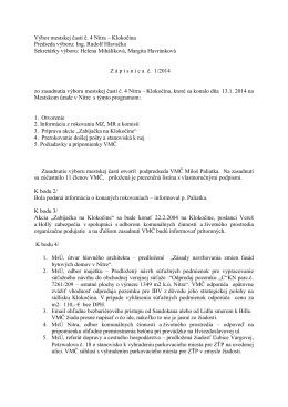 Zápisnica zo zasadnutia VMČ 4 zo dňa 13.1.2014