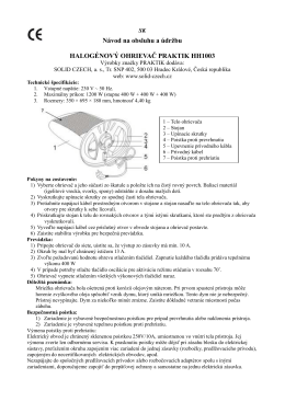 Návod na obsluhu a údržbu HALOGÉNOVÝ - SOLIGHT E-shop