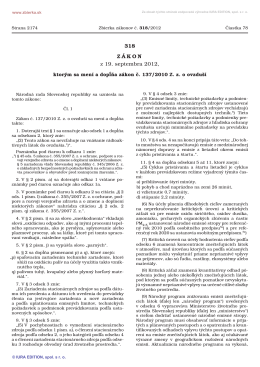 318/2012 Zákon, ktorým sa mení a dopĺňa zákon č. 137