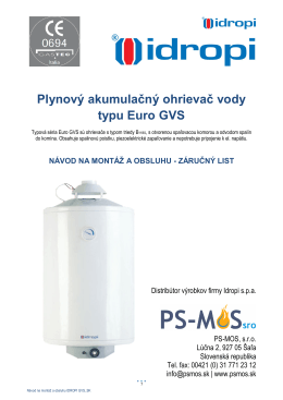 Plynové ohrievače vody Idropi GVS 50 - 120 l - PS