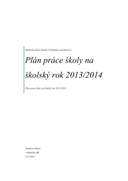 Plán práce školy na školský rok 2013/2014