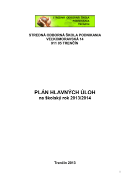Plán hlavných úloh 2013/2014 - Stredná odborná škola podnikania