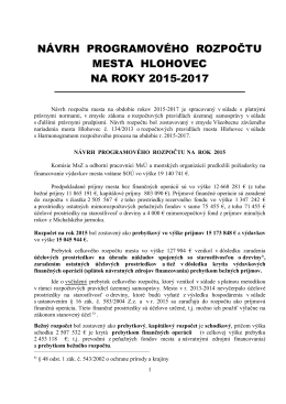 Návrh rozpočtu mesta Hlohovec na rok 2015