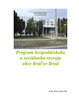Program hospodárskeho a sociálneho rozvoja obce Kráľov