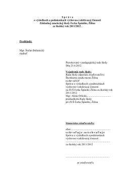Vyhodnocovacia správa - šk.rok 2011/2012
