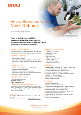 Enics Slovakia s.r.o, Nová Dubnica