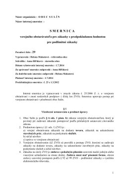 Smernica 29 - verejné obstarávanie 2014