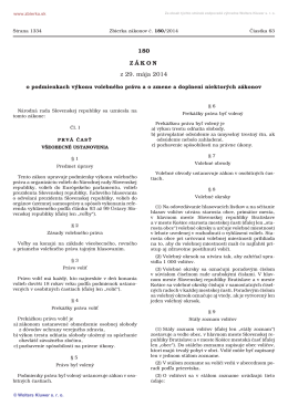 180/2014 Zákon o podmienkach výkonu volebného