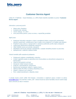 Customer Service Agent - Letisko Bratislava (BTS)