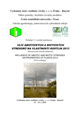 vliv abiotických a biotických stresorů na vlastnosti rostlin