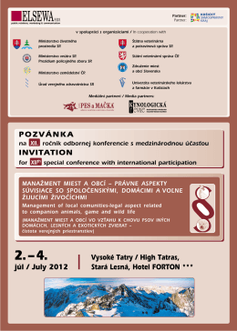 POZVÁNKA INVITATION júl / July 2012 Vysoké