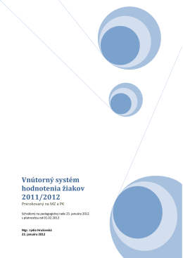 Vnútorný systém hodnotenia žiakov 2011/2012
