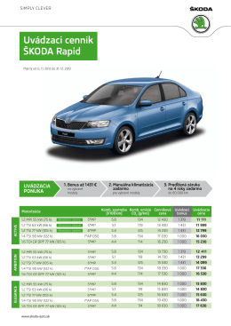 Uvádzací cenník Škoda Rapid