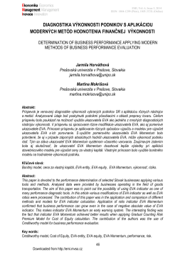 diagnostika výkonnosti podnikov s aplikáciou moderných