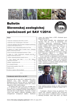 2014/1 - Slovenská zoologická spoločnosť pri SAV