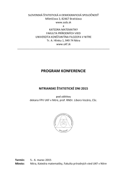 PROGRAM KONFERENCIE - nitrianske štatistické dni