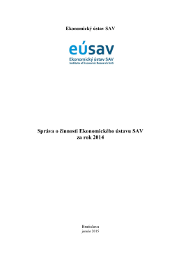 Správa o činnosti za rok 2014 - Ekonomický ústav SAV