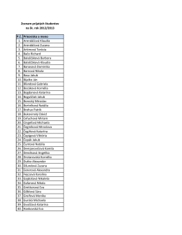 Zoznam prijatých študentov na šk. rok 2012/2013