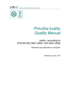 Príručka kvality Quality Manual