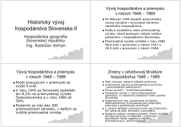 Historický vývoj hospodárstva Slovenska II