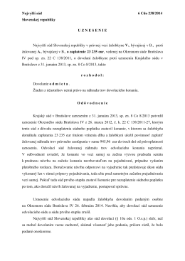Najvyšší súd 6 Cdo 238/2014 Slovenskej