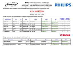 Philips authorized service workshops WARRANTY AND OUT OF