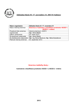 Smernica o hodnotení a klasifikácii predmetov ISCED1, ISCED2