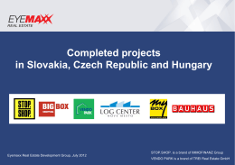 Completed projects in Slovakia, Czech Republic and