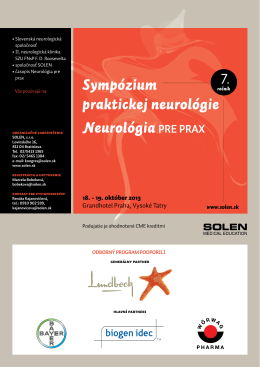 Sympózium praktickej neurológie Neurológia PRE PRAX