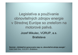 Legislatíva a používanie obnoviteľných zdrojov energie v
