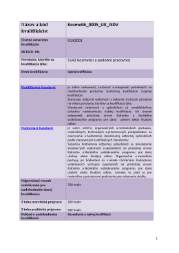 Názov a kód kvalifikácie: Kozmetik_0005_UK_ISDV