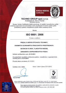 Certifikát ISO 9001:2008, 14001:2014