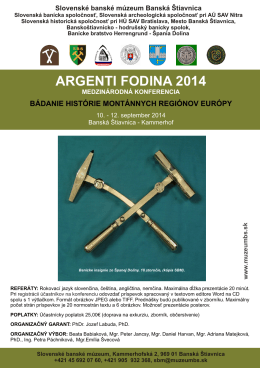 ARGENTI FODINA 2014 - Slovenská archeologická spoločnosť