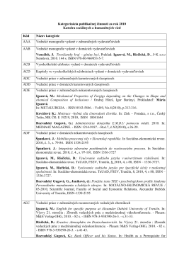 Kategorizácia publikačnej činnosti KSaHV za rok 2010