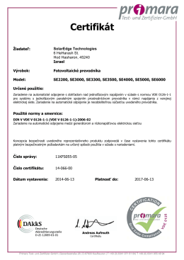 Certifikát - SolarEdge