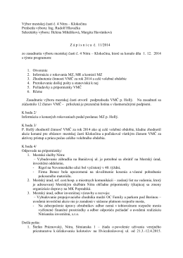 Zápisnica zo zasadnutia VMČ 4 zo dňa 1.12.2014