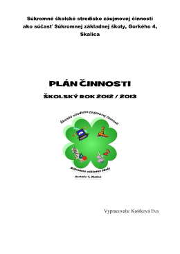 Plán činnosti ŠSZČI_2012