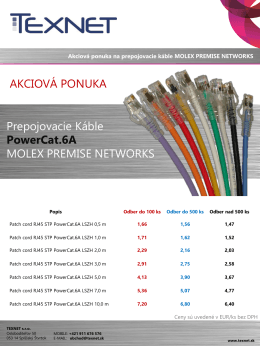 patchcordy PowerCat.6A MOLEX PN (PDF)