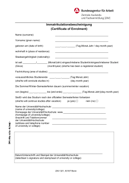 Immatrikulationsbescheinigung (Certificate of Enrolment)