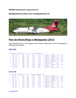 Flugplan Air Madagascar 2012 - Das Madagaskarhaus in Basel