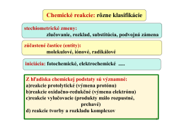 Chemické reakcie: rôzne klasifikácie