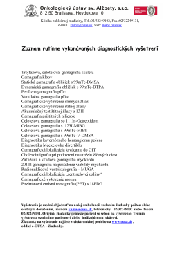 Zoznam rutinne vykonávaných diagnostických vyšetrení - e-Ousa