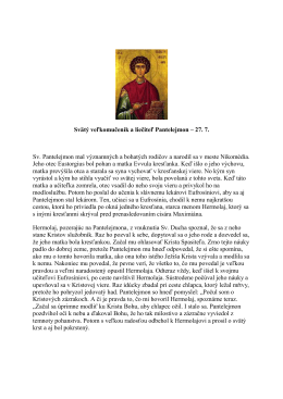 27. júl - Svätý velkomuceník a liecitel Pantelejmon