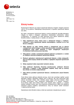 Etický kódex Selecta Slovensko (PDF, 174kB)
