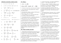 I. Rovnice a nerovnice, sústavy rovníc: II. Výrazy : III. Pomer, mierka